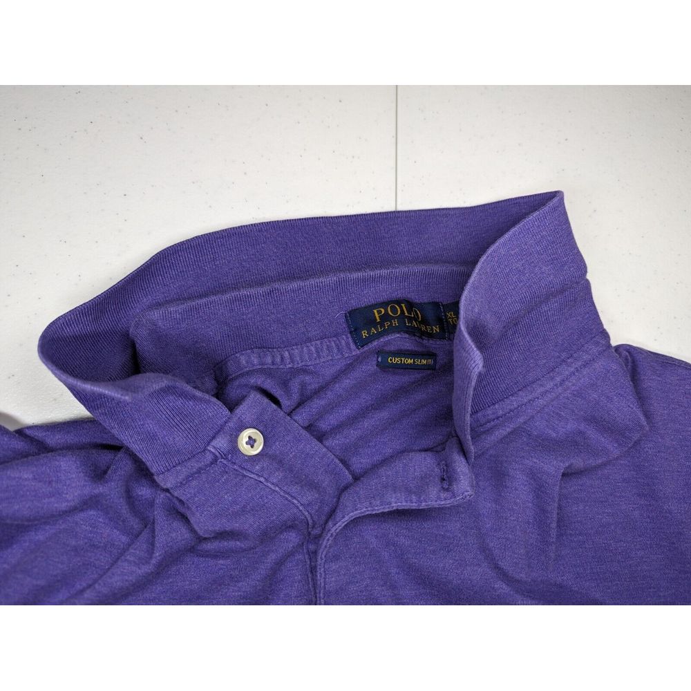 Polo Ralph Lauren Mens‎ XL Custom Slim Fit Purple Shirt Green Logo Short Sleeve - Picture 4 of 14
